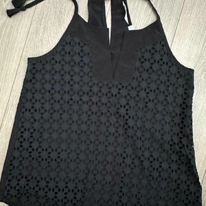 Small Black Eyelet Dunes Tank Top Tassel